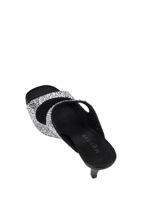 Sandali Alti Neri Con Tomaia Gioiello Argento ALEXANDER MCQUEEN | 822921-WIADJ1064